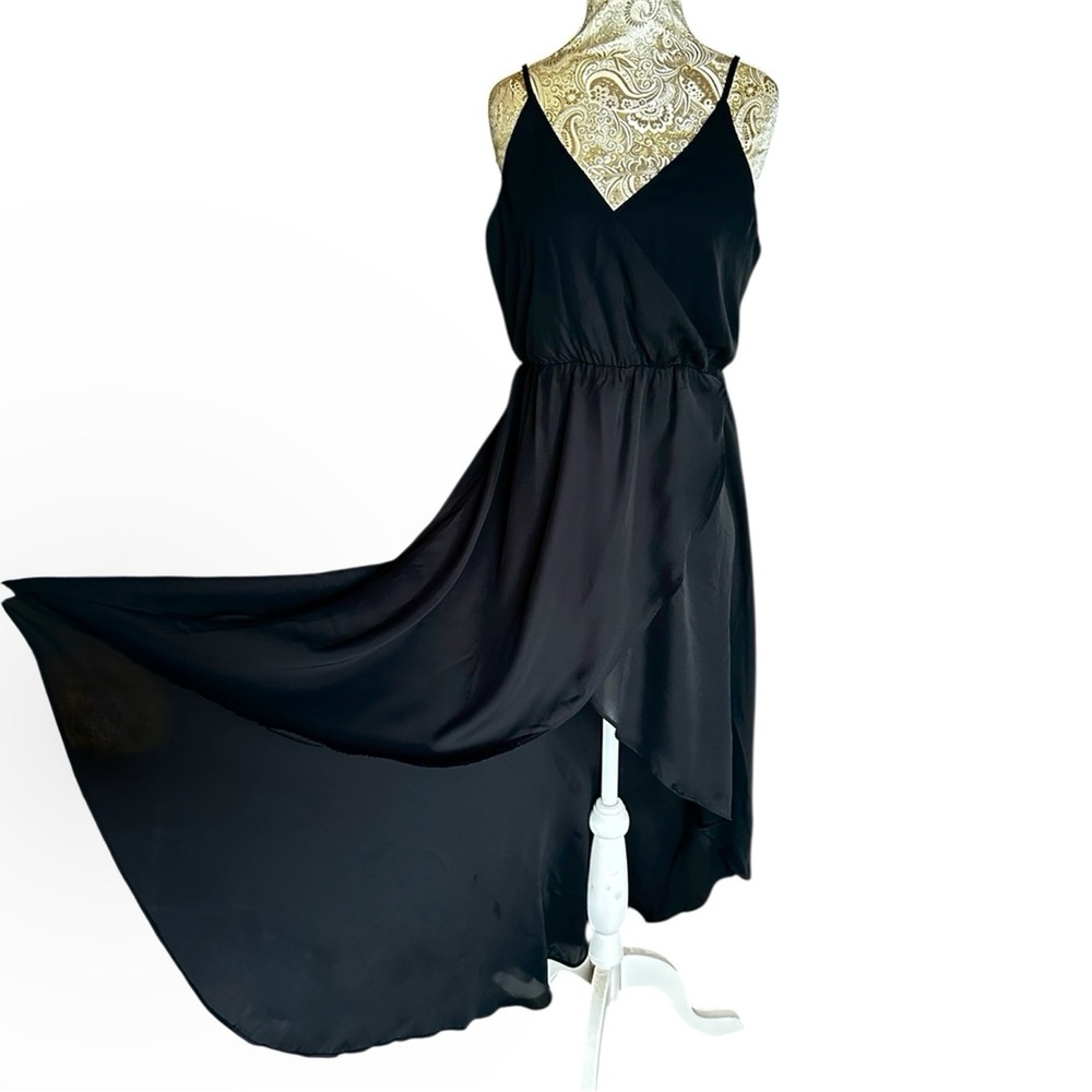 Sexy Hot Miami Styles Black High Low Cocktail Party Baddie Sundress Size Large - Picture 1 of 7